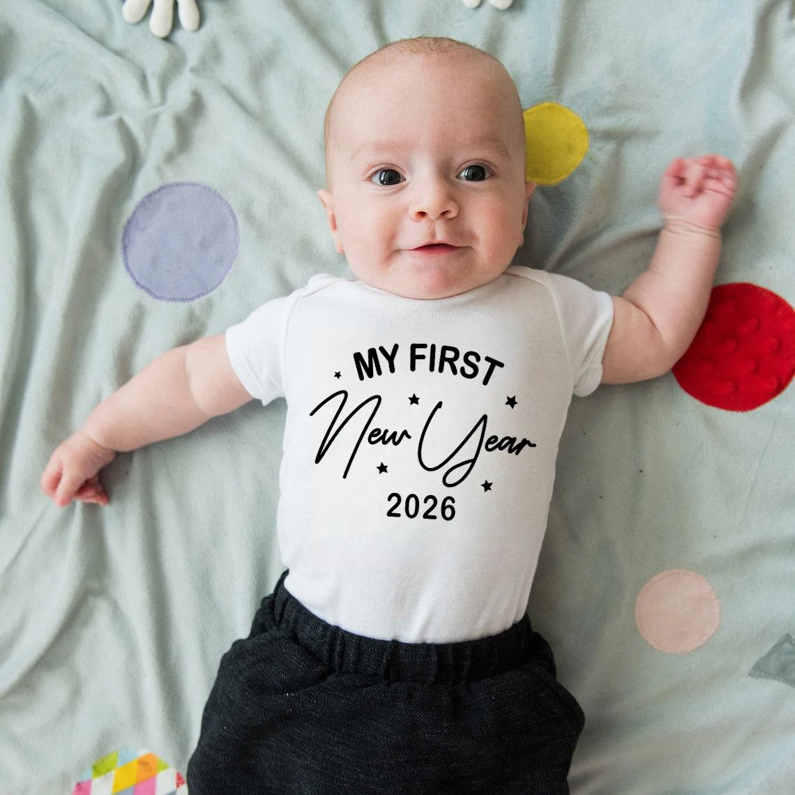 My First New Year 2026 Newborn Baby Rompers Short Sleeve Infant Jumpsuits Hello 2026 Party Baby Boys Girls New Year Ropa Clothes