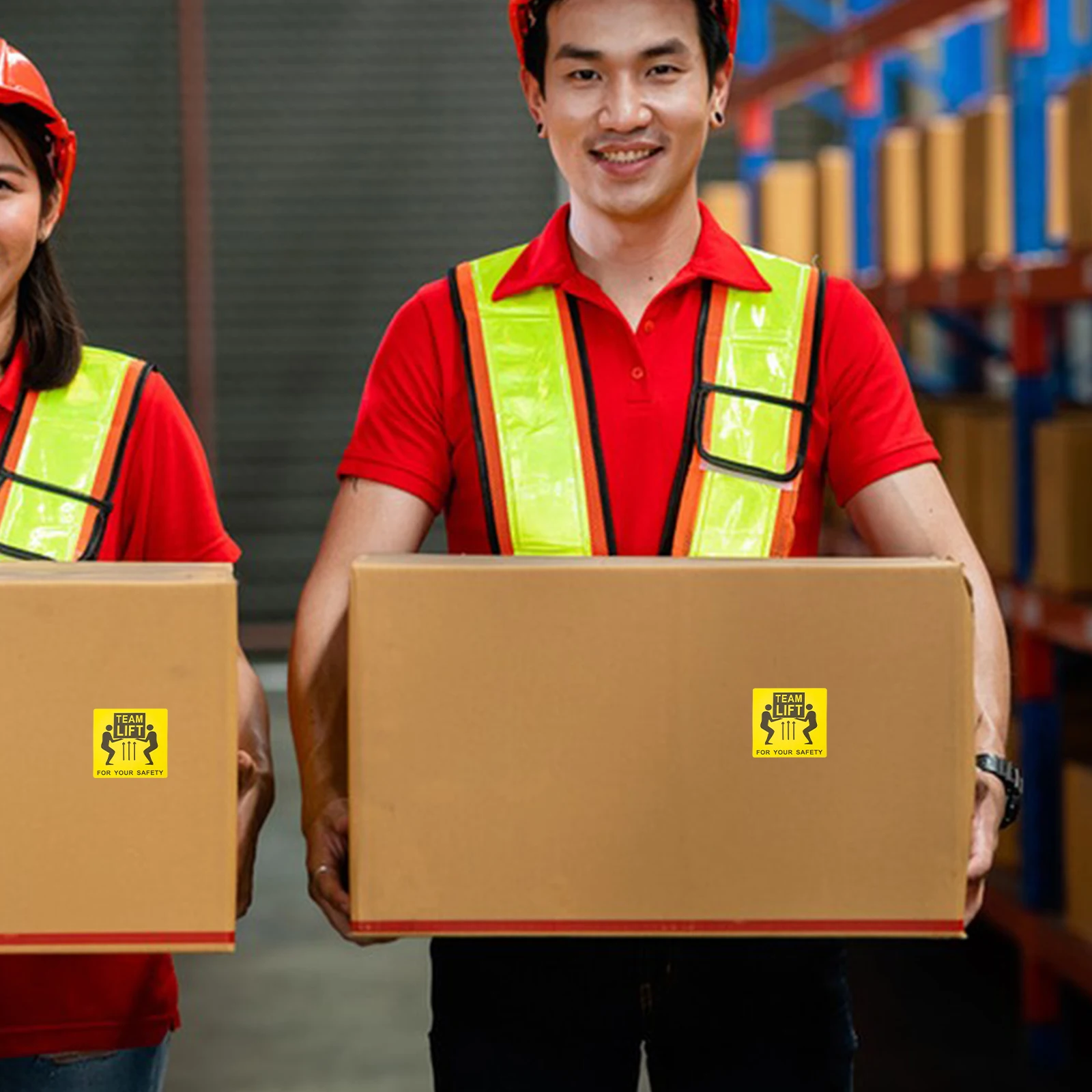 

1pcs Labels 50x50mm Team Lift Stickers Heavy Object Labels Moving Boxes Caution Heavy Packages Logistics Files