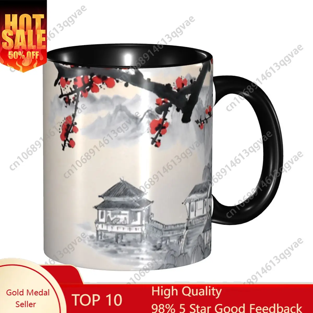 

Japanese Cherry Blossom Pattern Mugs Custom Ceramic Coffee Mug Cup Creative Gift