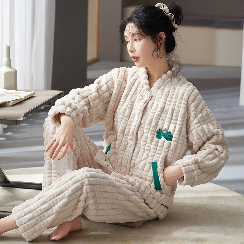 

Intensification Pyjama Pants Autumn Winter Flannel Large Size Korean Version Casual Home Suit Can Worn Outside Pijamas Women