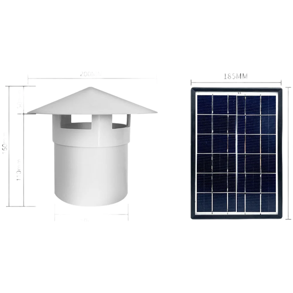 110mm and 160mm PVC Solar Roof Exhaust Fan for Attic Garage Shed with Brushless Motor and Low Power 3.6W to 4.8W Consumption