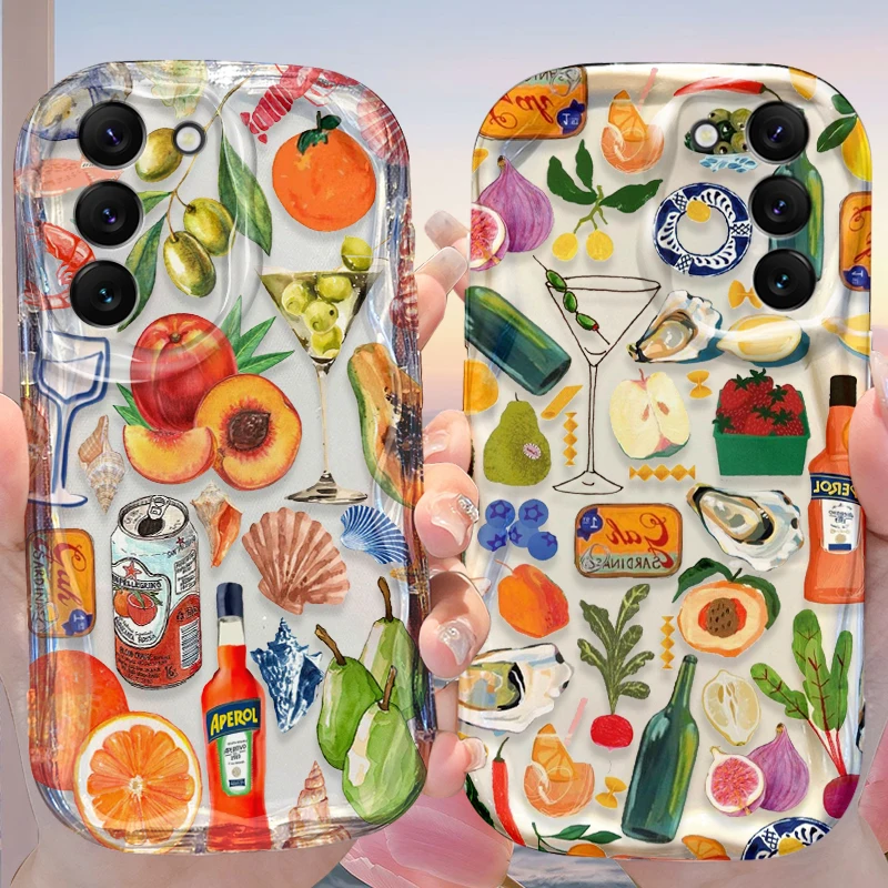 Italian Cocktail Case for Samsung Galaxy S25 S24 S23 S22 S21 Ultra Plus S20 FE A73 A72 A71 A56 A55 A54 5G A52 A52S A51 4G Cover