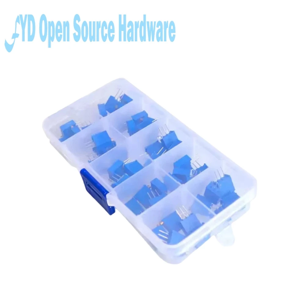 

Коробка компонентов регулируемого потенциометра 3296 Вт, 10 видов 1K, 2K, 5K, 10K, 20K, 50K, 100R, 200R, 500R