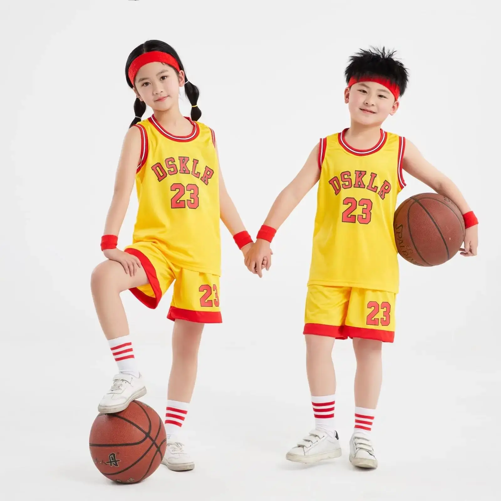 NEW 24/25 Children's clothing suit boy girl Basketball Jerseys  No. 23 Huang  game team uniform training  Vest and shorts