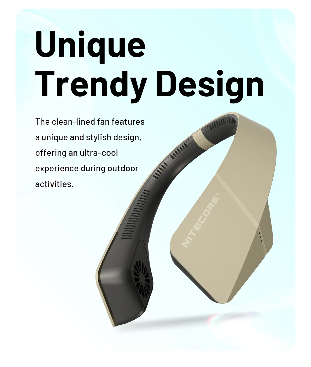 NITECORE NEF20 Portátil Pendurado Pescoço Fan Bladesess Mudo Pescoço Fan Camping Pesca Esporte USB-C Recarregável Neckband Air Cooler