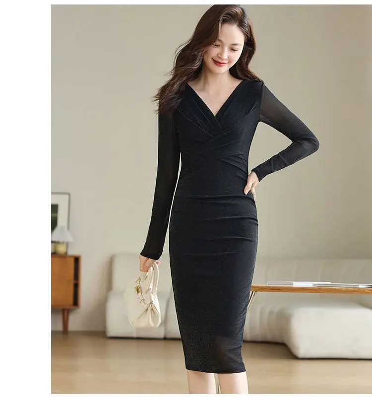 فساتين نسائية بأكمام طويلة فستان سهرة للحفلات الربيعية من الكتان ديزي مطرز برقبة قارب مقسمة بدون خصر وخصر منسدل