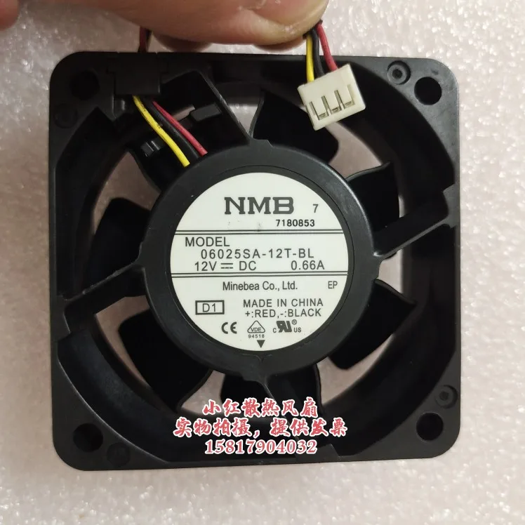 NMB 06025SA-12T-BL DC 12V 0.66A 60x60x25mm 3-Wire Server Cooling Fan