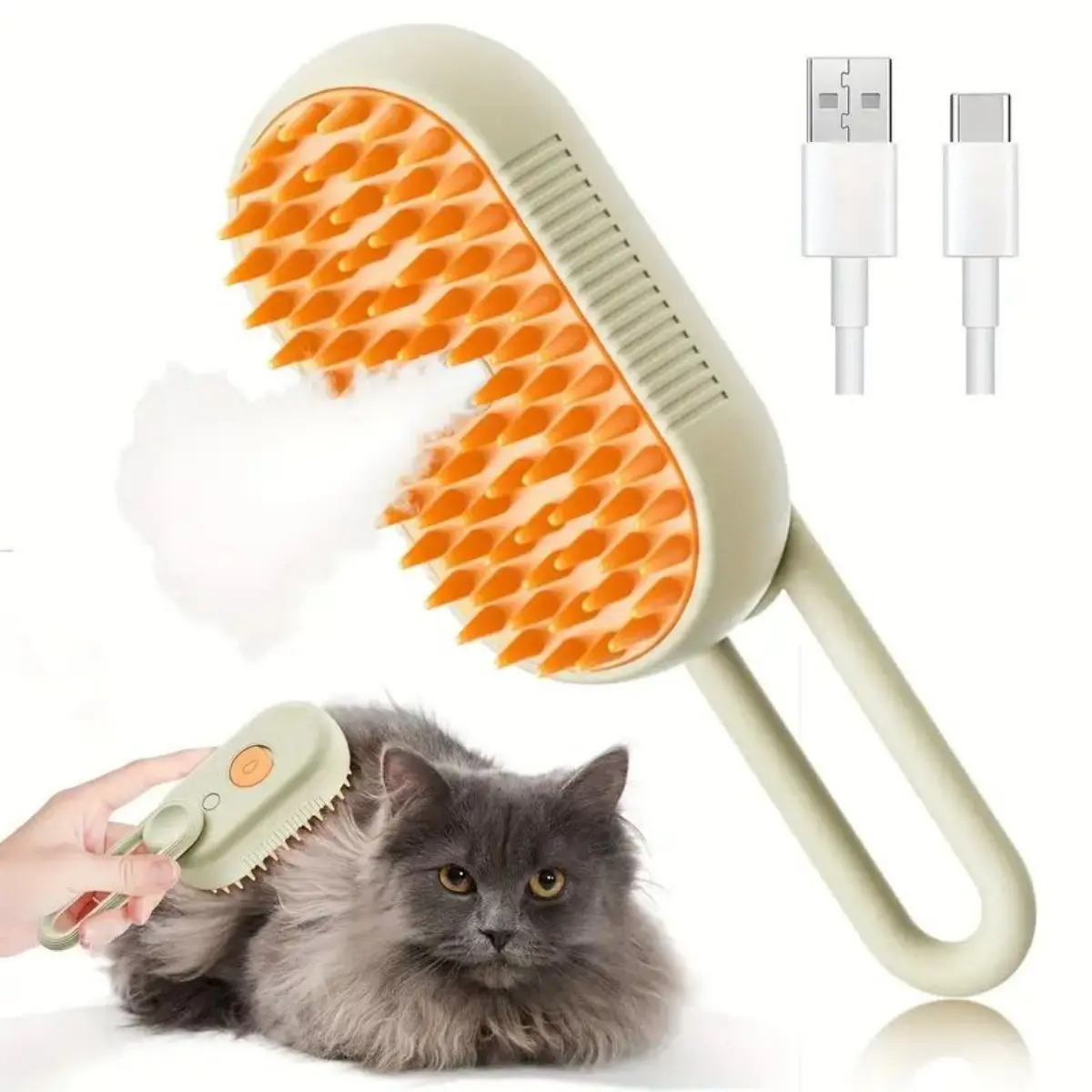 3-in-1 Dog Hair Brush Cat Hair Brush Electric Pet Cleaning Brush Steam Spray Brush Massage Hair Removal Comb Anti Flying Brush