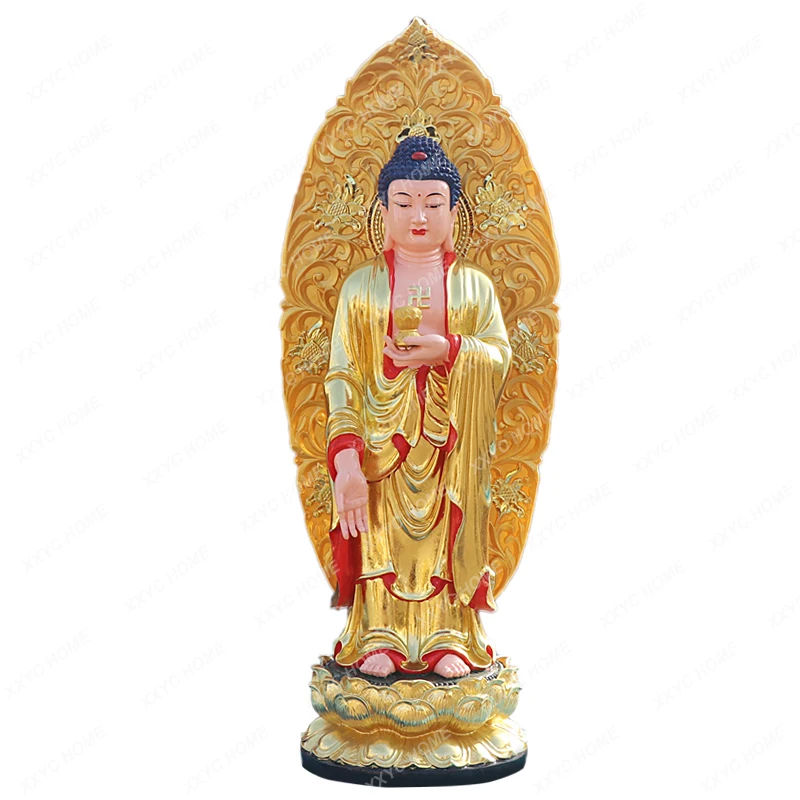 Western Trinity Ornaments Amitabha Boundless Longevity Buddha Resin Fiberglass Buddha Statue Guanyin Bodhisattva