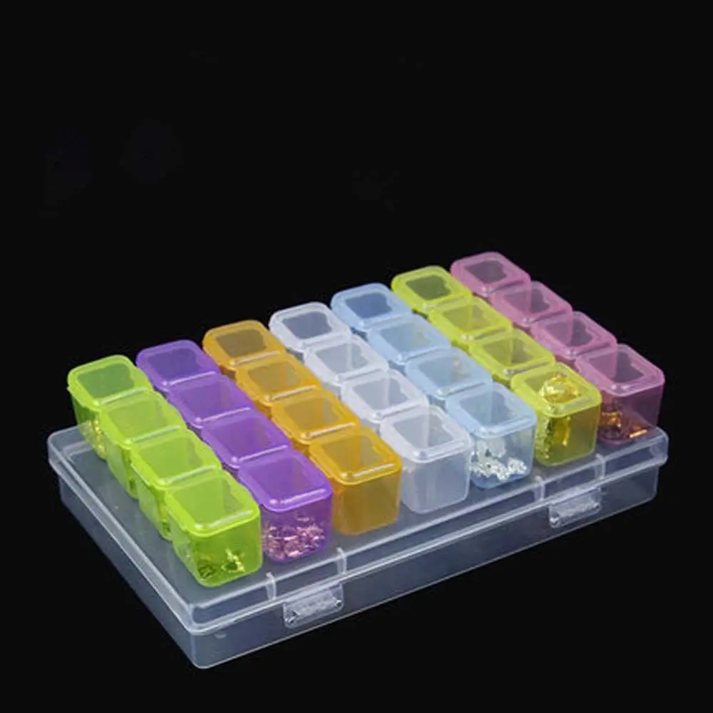 Display Case Compartment Plastic 28 Grid Open the Lid Beads Storage Case Jewelry Packaging Pill Box Transparent Storage Box