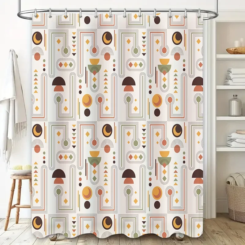 

Роскошная винтажная занавеска для душа с геометрическим рисунком гриба, водонепроницаемая ткань для декора ванной комнаты