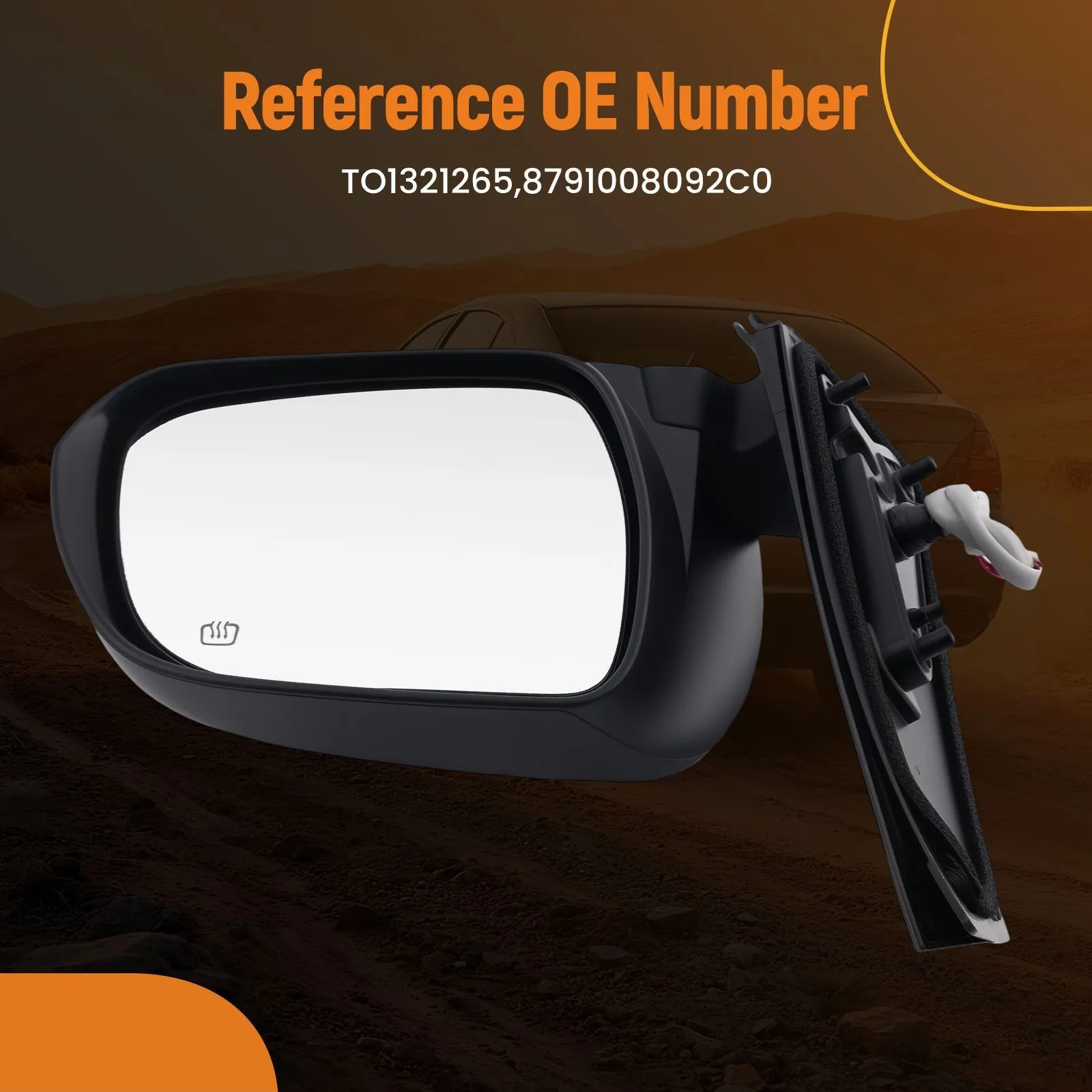 Heated Power Mirror Right for Toyota Sienna 2011-2017 TO1321265 ABS Black