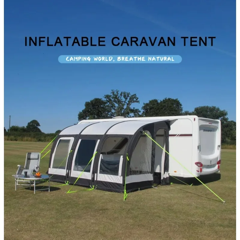 5-8 Person Inflatable RV Side Awning Tent With Sidewalls Caravan Camping Sunshade Outdoor Travel Marquee Shelter