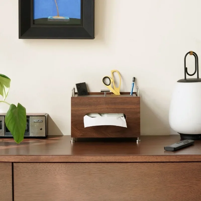 Walnut Colored Solid Wood Tissue Case Storage Rectangular Tissue Box Kitchen Organizers Handkerchief Box Bedroom Napkin Case