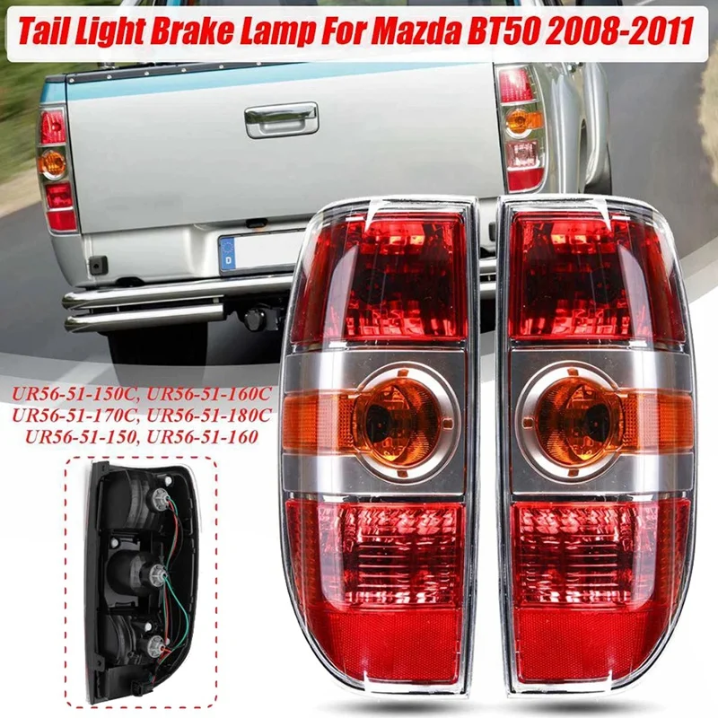 

2Pcs Car Rear Taillight Brake Lamp Tail Lamp For Mazda BT-50 2007-2011 UR56-51-150 UR56-51-160 With Wire Harness