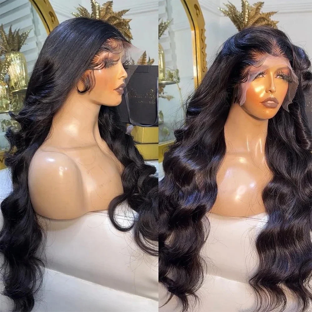 Nadine-Peluca de cabello humano ondulado para mujeres negras, postizo de encaje Frontal, 13x6, Hd, prearrancado, brasileño, 30, 40 pulgadas, 13x4