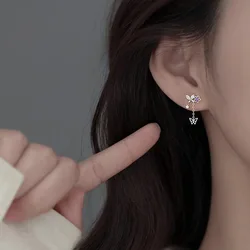 Ventfille 925 Sterling Silver Zircon Flower Earring for Women Girl Gift Butterfly Tassels Hollowing Out Jewelry Dropshipping