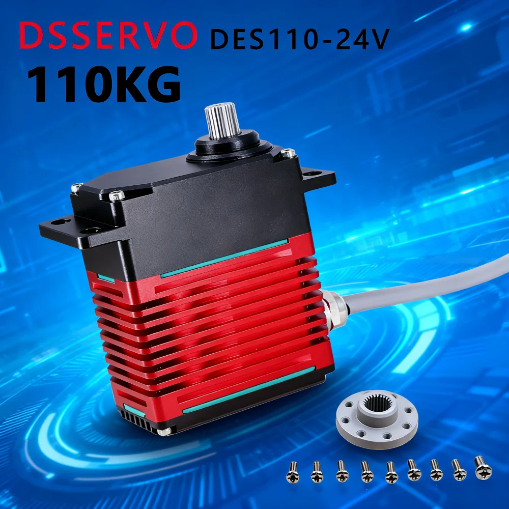 DSservo DES110 Industrielle bürstenlose Motoren mit hohem Drehmoment, digitales Servo 110 kg, mit magnetischer Kodierung, hohe Leistung, 12 V/24 V