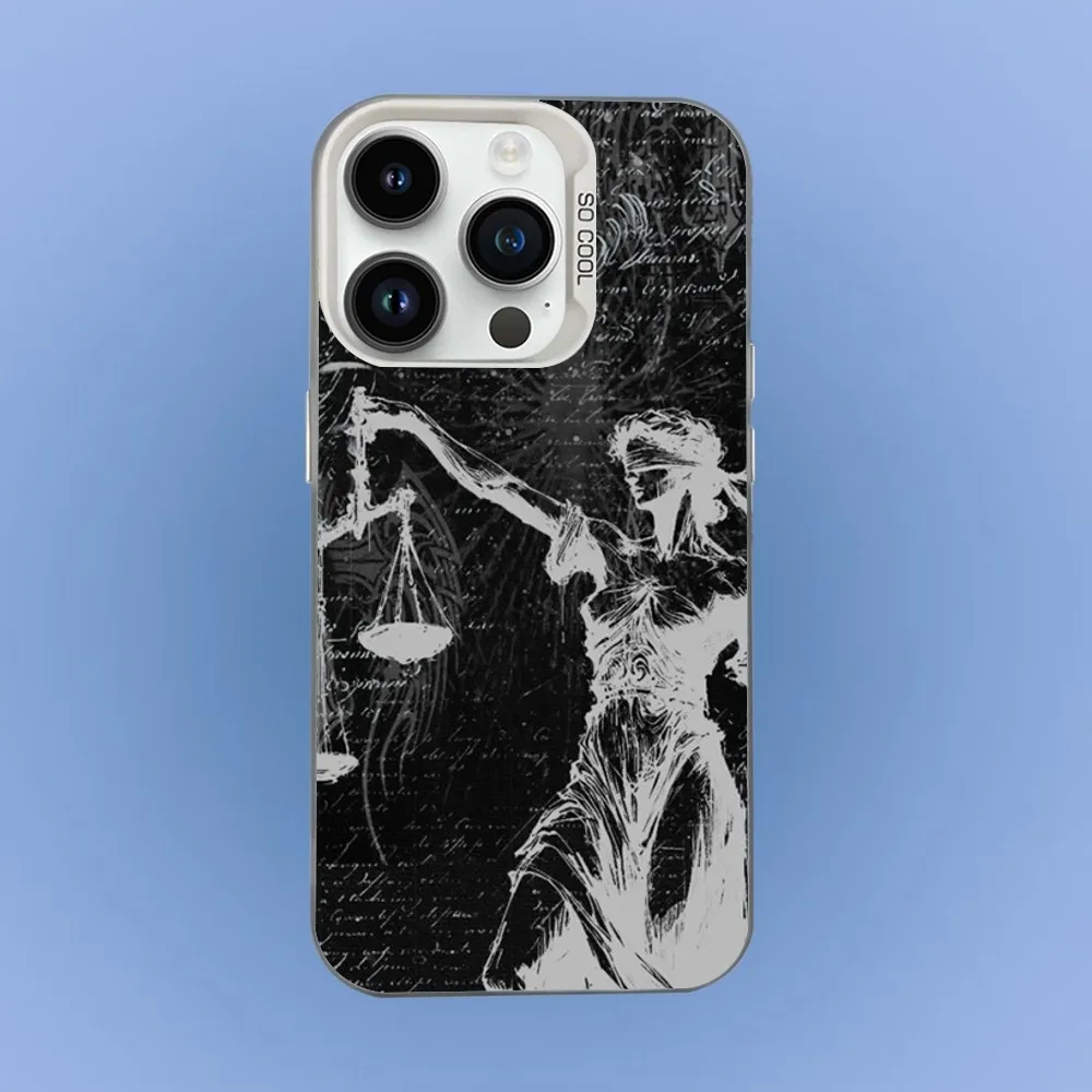 حافظة هاتف G-Gothic-cs Cyber Sigil لهاتف iPhone 16,15,14,13,12,11,Mini,Pro,SE,MAX غطاء أبيض غير لامع مقاوم للصدمات