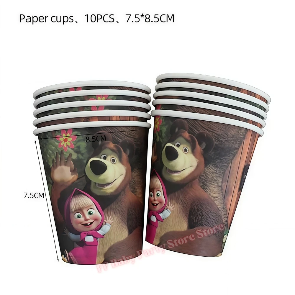 Niedliches Mädchen-Geburtstagsparty-Dekorationsset mit Bärenmotiv: Teller, Becher, Servietten, Ballons für Kinder, Babyparty-Zubehör, Geschenkideen – Detail 2