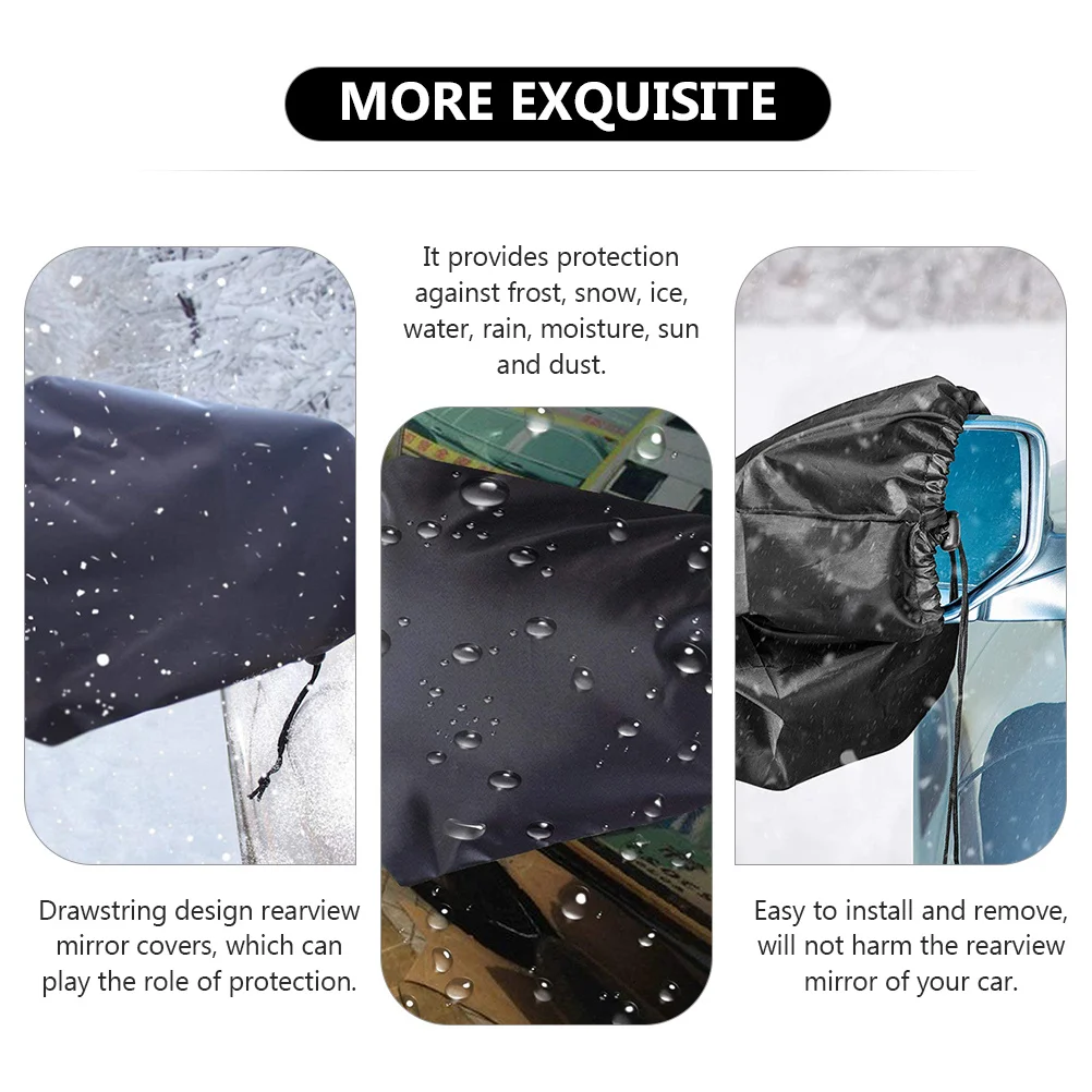 

1Pair Rearview Mirror Cover Oxford Cloth Drawstring Design Waterproof Sun Frost Snow Protective Shield for Car