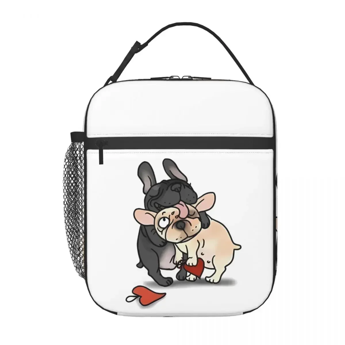 French Bulldog Cartoon Lunch Bag Cute Animals Cute Lunch Box For Child Travel Portable Cooler Bag Oxford Print Tote Food Bags