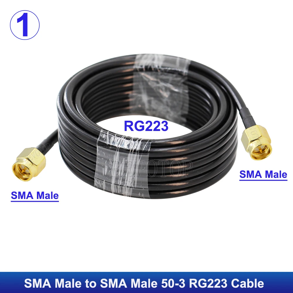 1Pcs RG223 케이블 SMA 남성-SMA 암 커넥터 50ohm 이중 차폐 RF 동축 케이블 WiFi 안테나 연장 코드 피그 테일