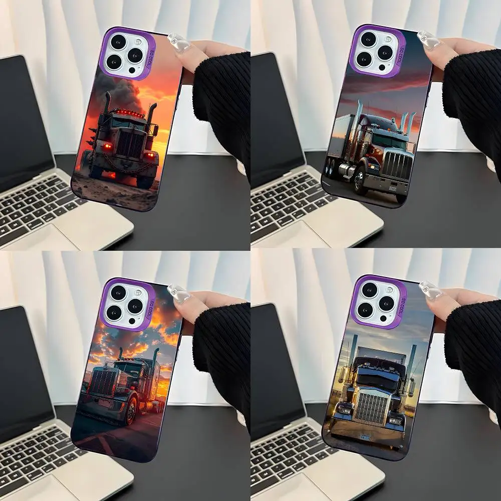 

Heavy Truck Car For iPhone 17,16,15,14,13,12,11,Mini,Pro,E,SE4,XS,MAX Purple Shockproof Candy Matte Cover