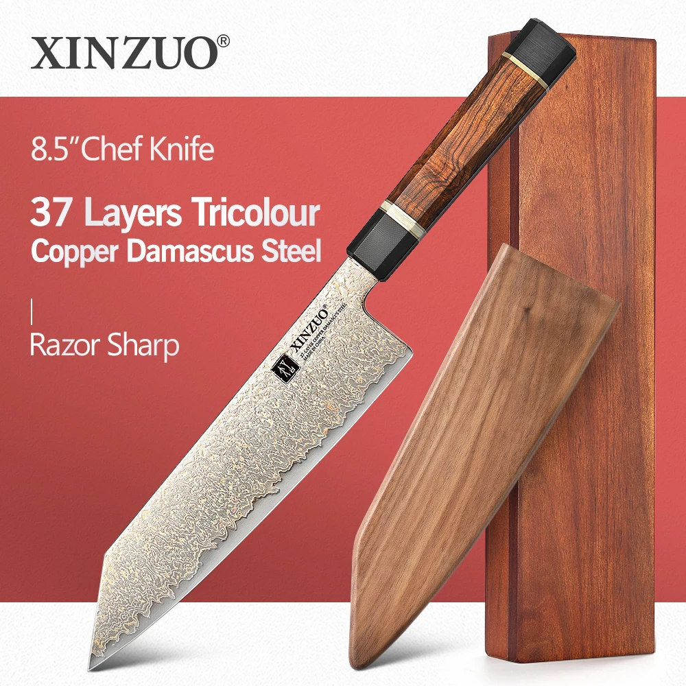 

XINZUO 8.5'' Chef Knife Classic Octagonal Handle Kitchen Knives 37 Layers Damascus Stainless Steel Meat Vegetables Knife Kitchen