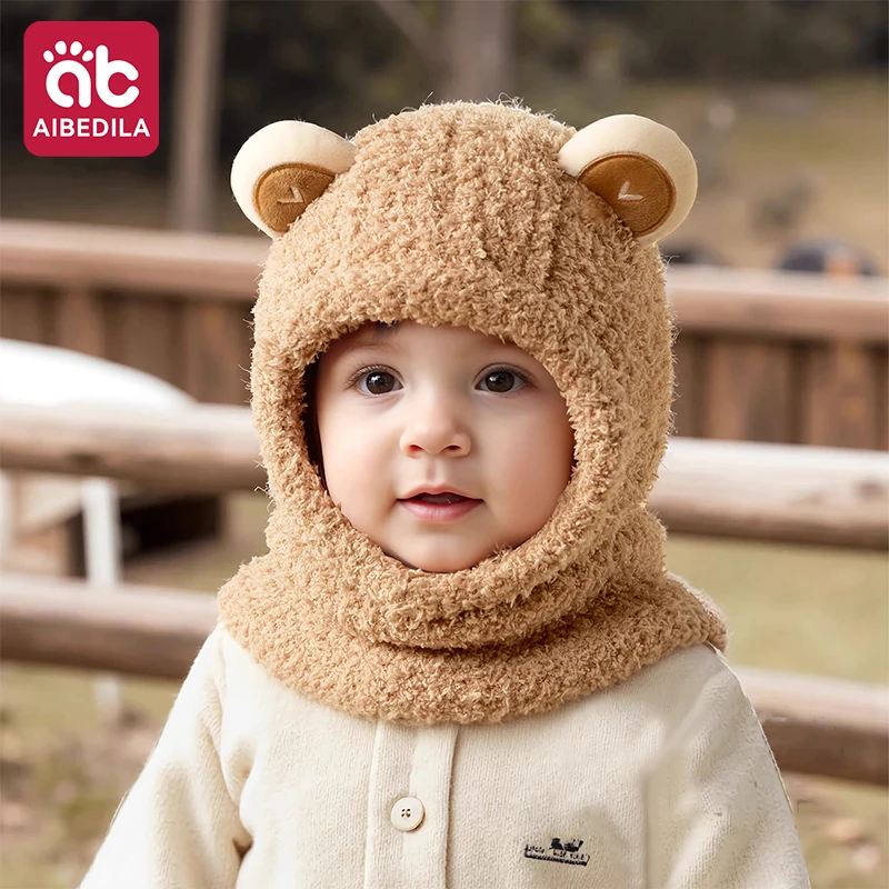 ベビー帽子スカーフセット 冬用暖かいスカーフ一体型帽子 首耳保護ヘッドギアキャップ 子供用新生児キッズギフト 0-6歳