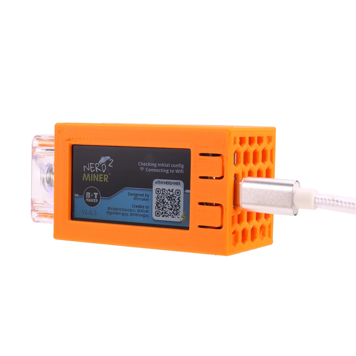 AA84 لـ Nerdminer V2 Pro Miner 78KH/S Mini Bitcoin Lottery Miner مع مروحة مضيئة BTC Solo Lottery Mining Miner Orange