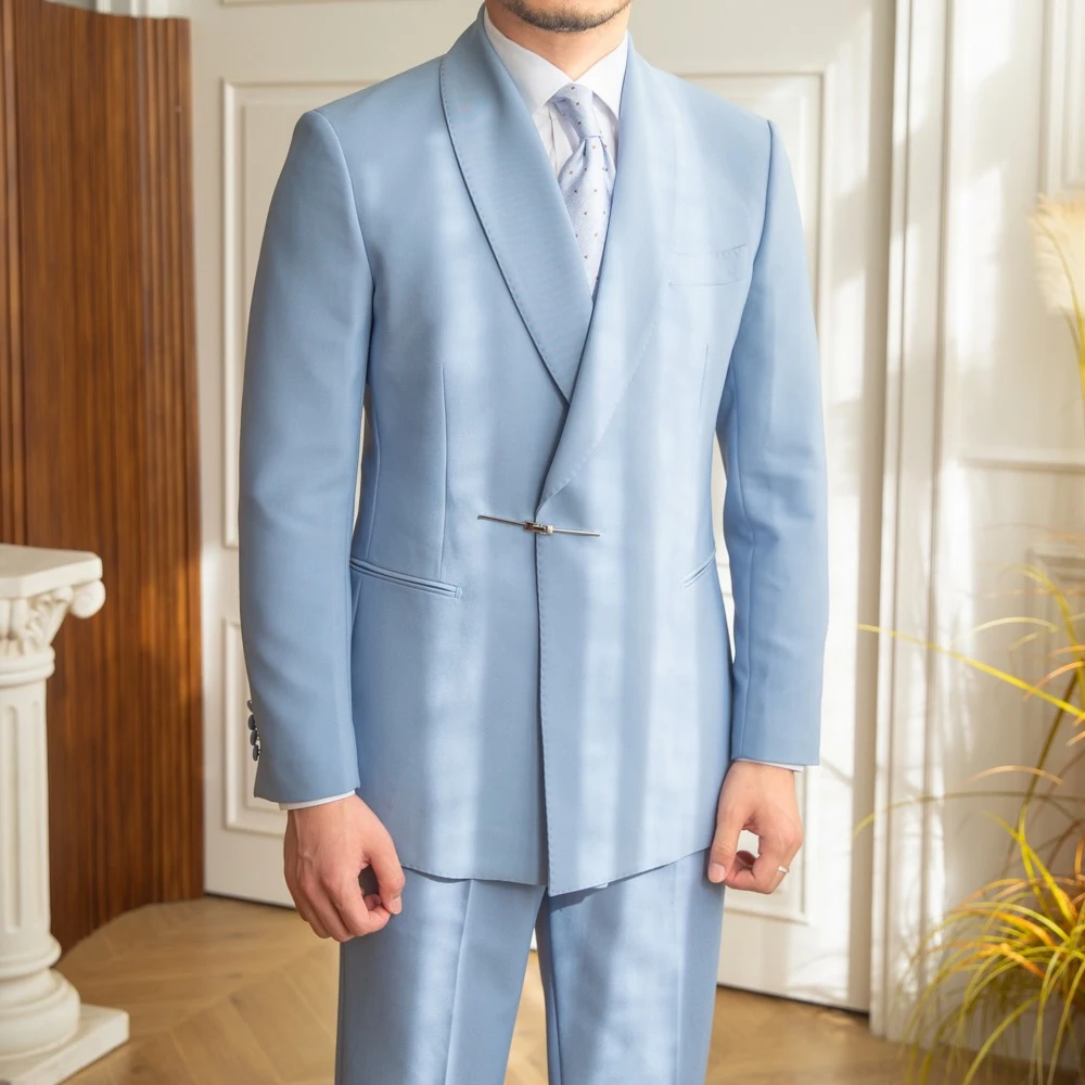 

High Quality Men's Suits 2 Piece Jacket Pants Full Sets Elegant Shawl Lapel Slim Fit Male Clothing High Quality Male Clothing