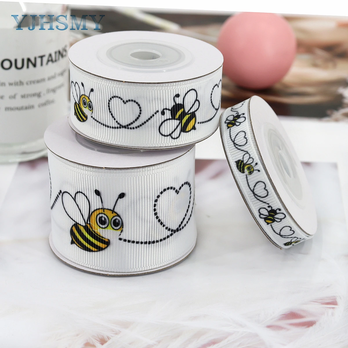 Pszczoła wstążka Bumble Baby Bee i wstążka z kwiatem, białe czarne i żółte wstążki rypsowe używać do kokarda DIY Baby Shower Party Decor