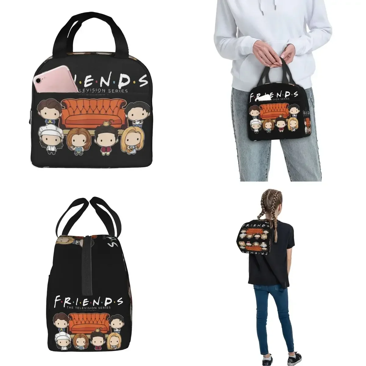 Friends Tv Show Insulated Lunch Bags Large Central Perk Meal Container Thermal Bag Tote Lunch Box College Picnic Bento Pouch