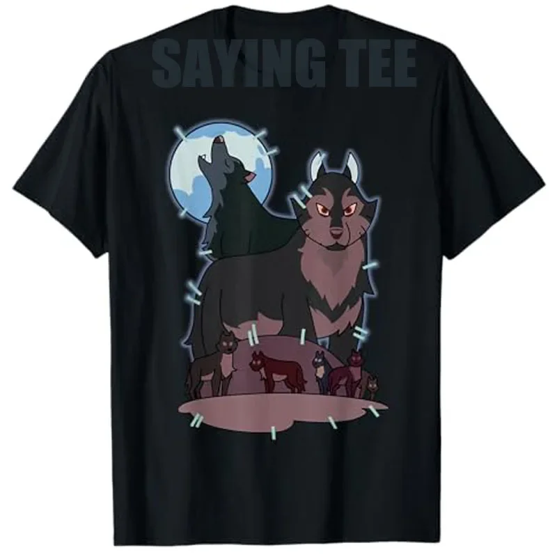 

Wolf Howling At Moon Graphic Tee Men Cotton Round Neck Breathable Short Sleeve T-Shirt