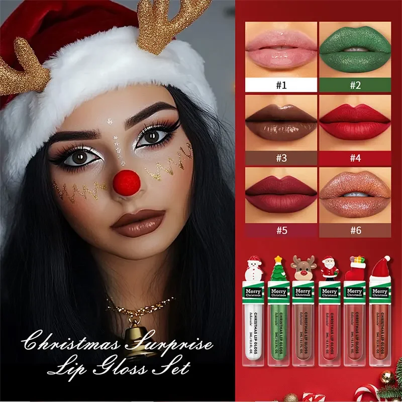 Kerst Lipgloss Kerst Schattige Pop Lipgloss Groene Fijne Glanzende Matte Lipgloss Kerstboom Ontwerp Hydraterende Lipolie