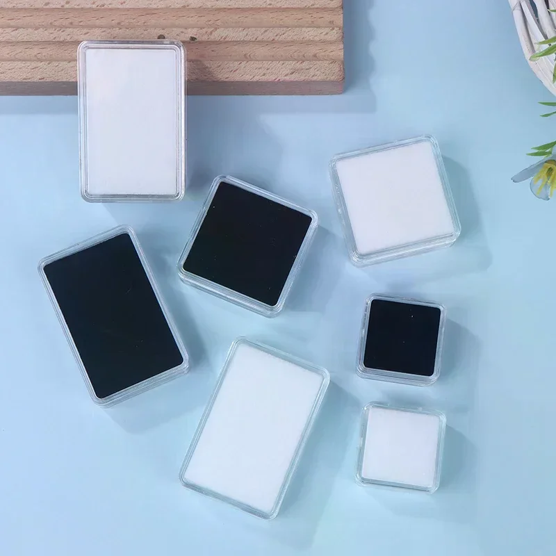 Transparent Diamond Jewelry Display Box With Foam Pad Bare Stone Gem Storage Container Case Glass Beads Organizer Packaging Box