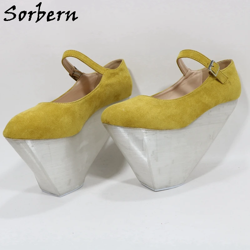 Sorbern Special Mary Jane Seesaw Flatform Women Pump Shoes Round Toe Heelless High Heels Drag Queen Unisex Custom Multi Colors