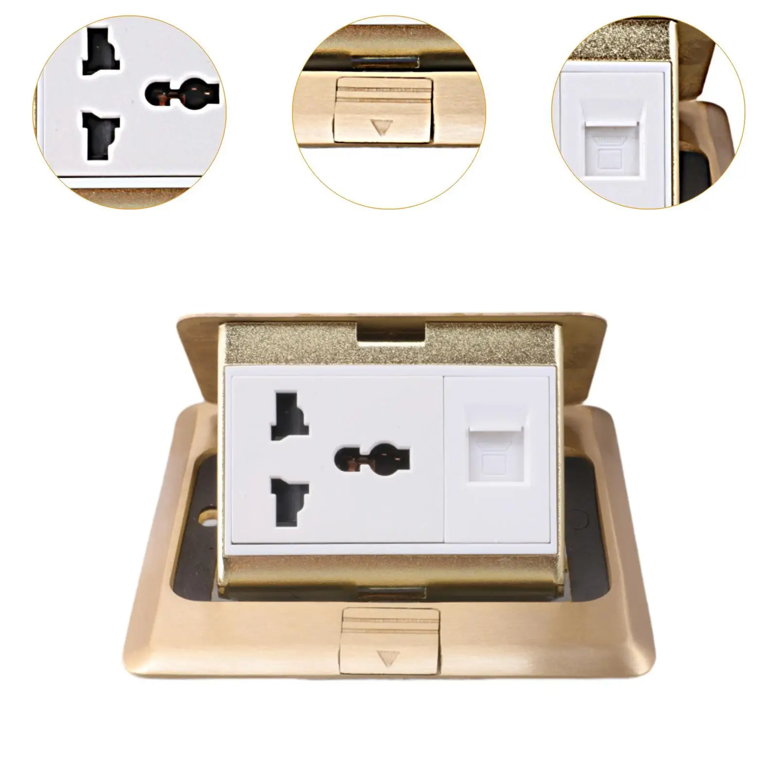 Floor Box Countertop Copper Weather Resistant Electrical Adapters Household Tamper Resistant Floor Socket Electrical Outlet Kit