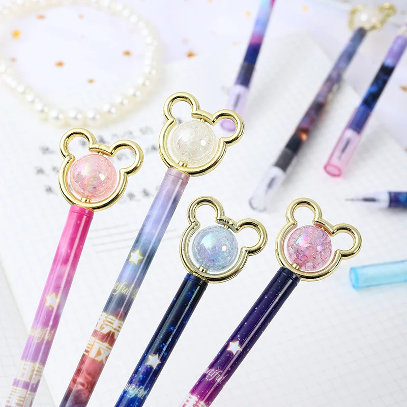 20Pcs/Lot Kawaii Crystal Bear Gel Pens Cute Cartoon Starry Sky Neutral Pen Black Ink School Writing Stationery Office Supplies