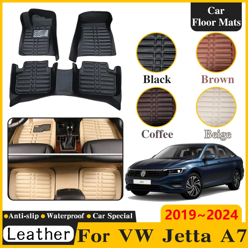 Lhd für volkswagen jetta a7 2019 ~ 2024 vw mk7 vento auto boden matte leder panel liner teppich kunden spezifisches fußteil innen zubehör