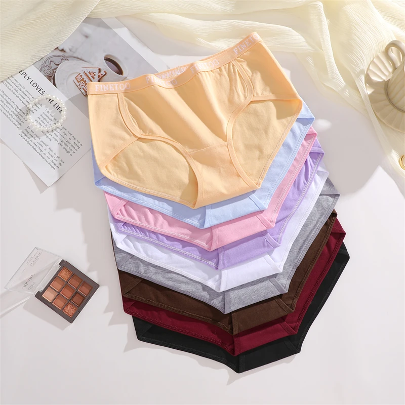 FINETOO 3pcs Cotton Elastic Belt Underwear Sexy Low Waist Comfortable Panties Female Plus Size Breathable Casual Lingerie S-XXL