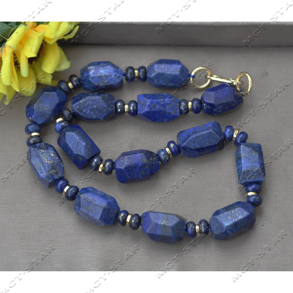 Z13881 20" 22mm Natural Blue Cube Faceted Lapis lazuli Necklace Custom Jewelry