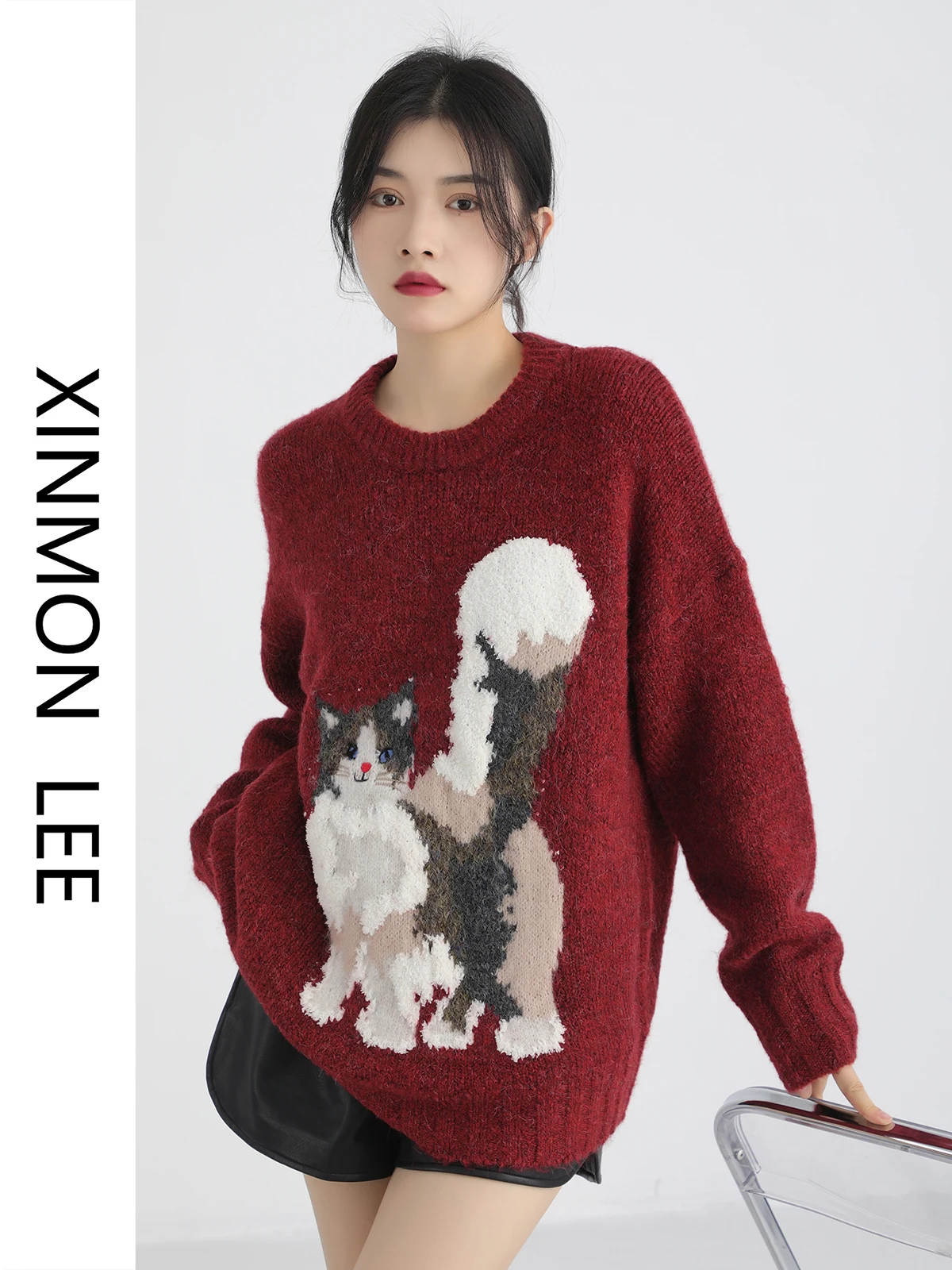 

Мягкий свитер Cisas женский свободного кроя, осенне-зимний, в стиле «ленивый шик», оверсайз, удобный, с круглым вырезом, длинный, вязаный