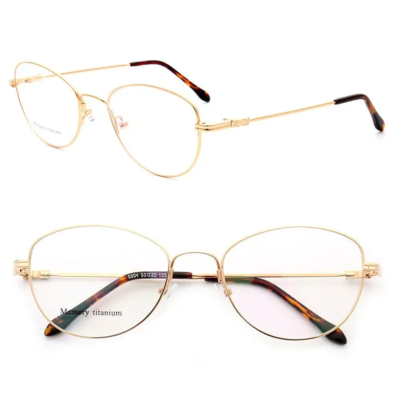 

Cat Eye Women Eyeglass Frames for Women Round Optical Glasses Frames Memory Metal Flexible Light Eyewear Classic Eyewear Gold