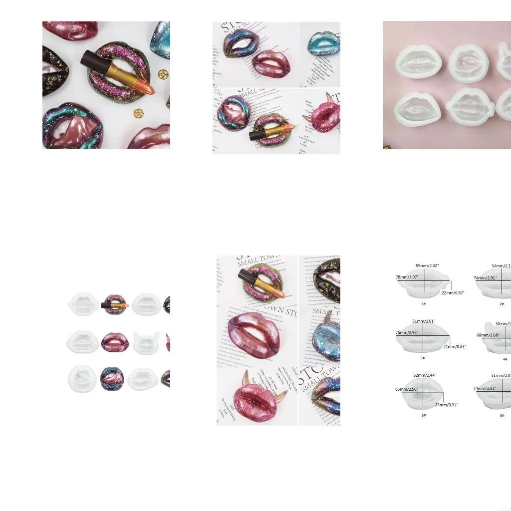  Full Lips Shaped Resin Casting Moulds Silicone Material DIY Hand-Making Tools
