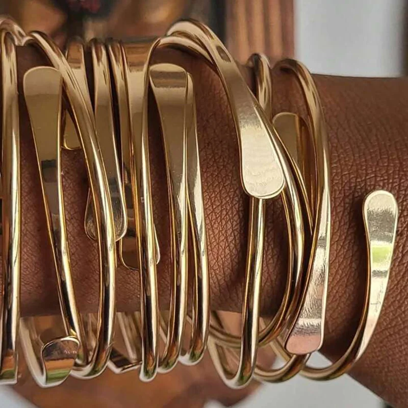 Single Exaggeration Punk Metal Design Personality Hip-Hop Open Mouth Wavy Bracelet for Women New Fashion Simple Jewelry Gift - Image 2