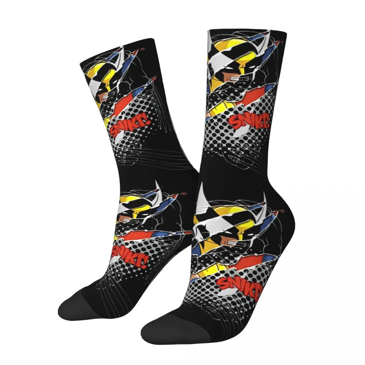 Colorful X-Men Wolverine Claw Marks Logan Snikt Basketball Socks Polyester Crew Socks for Women Men Breathable