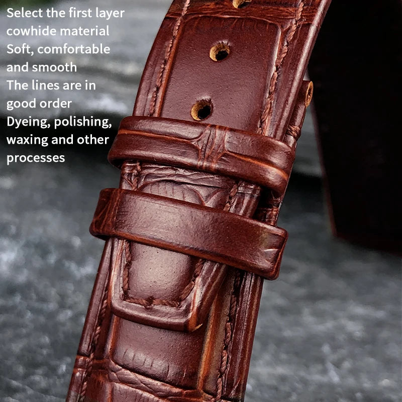 20mm 21mm 22mm Genuine Leather Watchband for IWC Portugieser Pilot Watches Portofino Brown Black Blue Cowhide Watch Strap Men