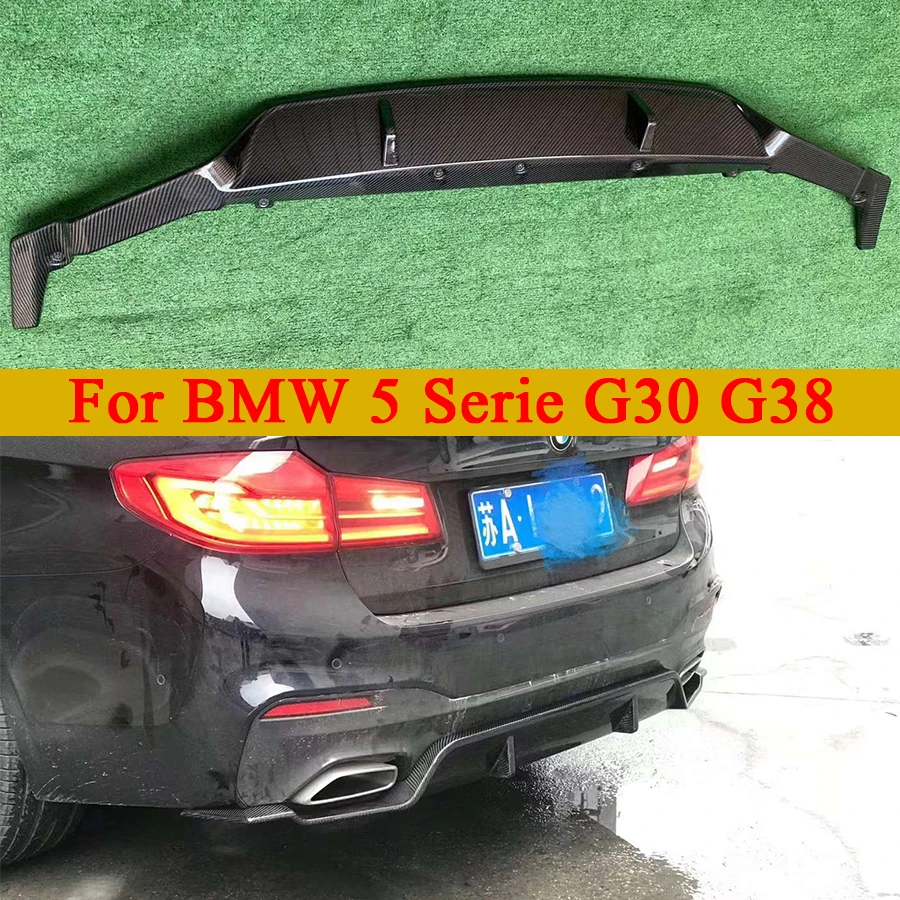 

Для BMW 5 серии G30 G38 540 530i 2017-2020 задняя губа из углеродного волокна автомобильный задний бампер диффузор задние сплиттеры спойлер 3D стиль